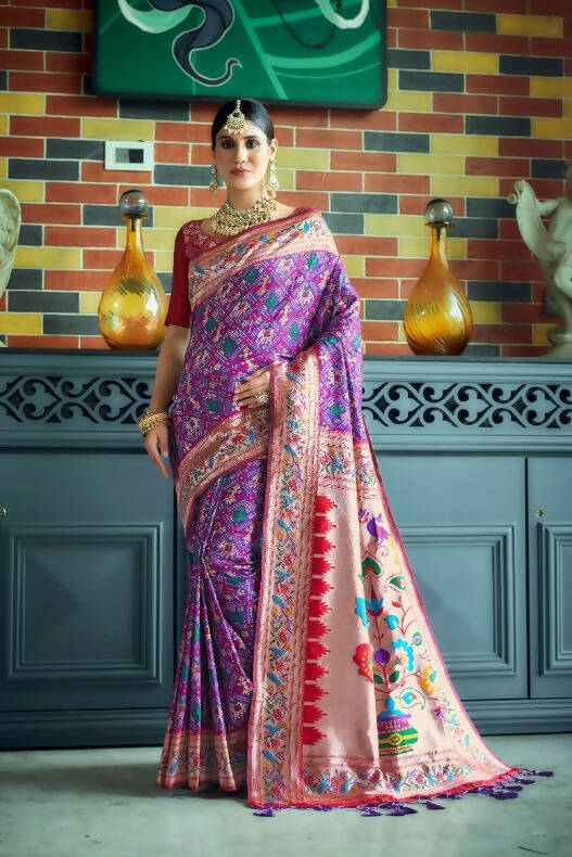 Shop Patola Silk Paithani Silk Yellow Color Weaving Saree Festive Wear  Online at Best Price | Cbazaar