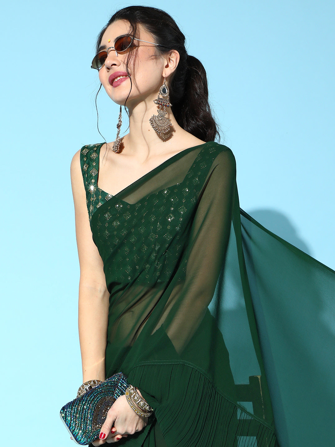 Saree Mall Green Saree - Distacart