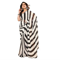 Thumbnail for Women's Partywear Designer Black&White Georgette Fancy Saree - Satrangi - Distacart