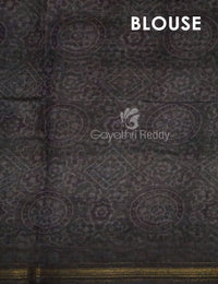 Thumbnail for Slate Black And Grey Colour Print Design Semi Chanderi Saree By Gayathri Reddy Designer Studio - Distacart