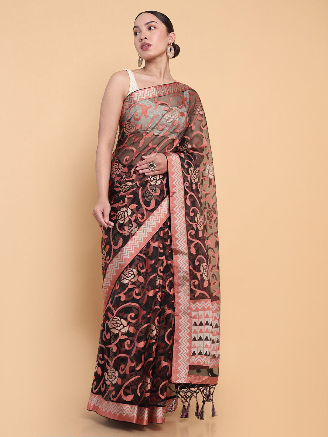 Soch Floral Organza Saree - Distacart