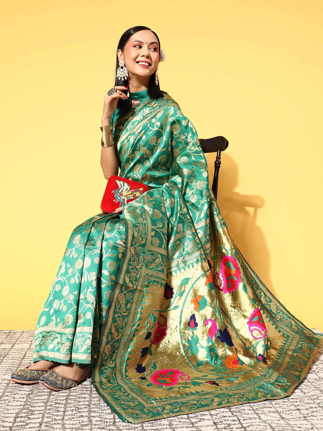 Saree Mall Ethnic Motifs Saree With Woven Design Border - Distacart