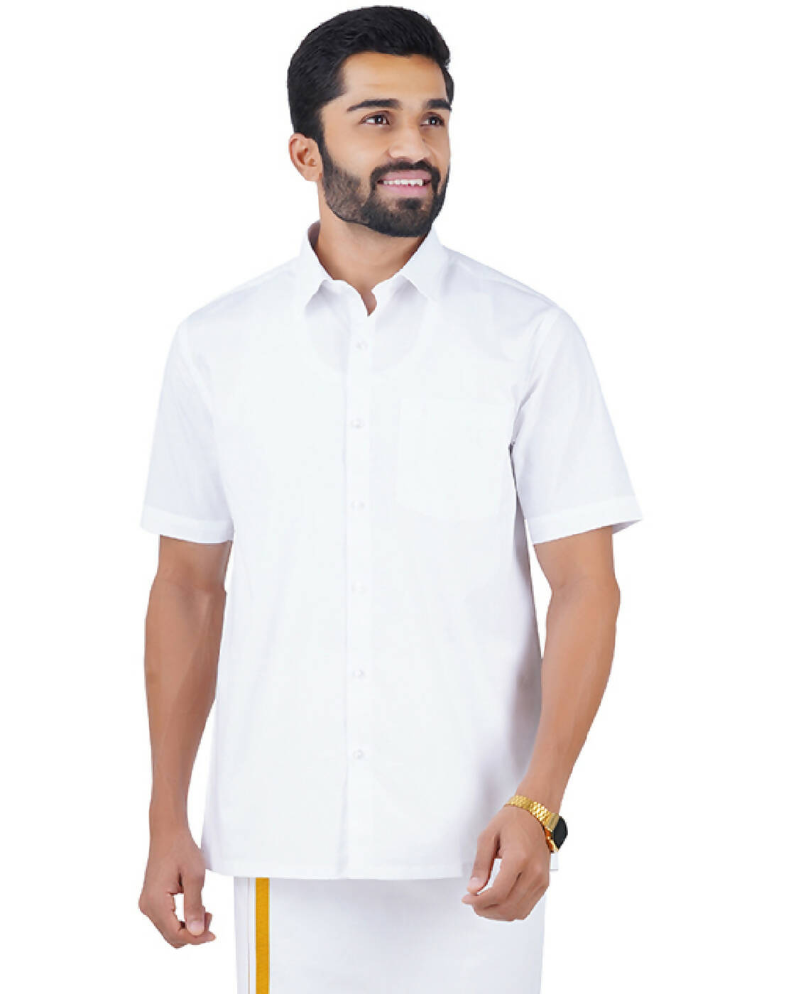 Ramraj Cotton Mens Half Sleeve Formal 100 % Cotton White Shirt - Distacart