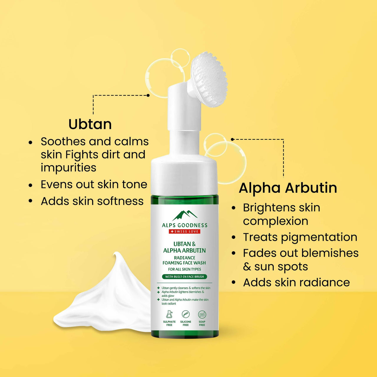 Alps Goodness Ubtan & Alpha Arbutin Radiance Foaming Face wash - Distacart