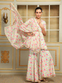 Thumbnail for Pomcha Jaipur Pink Saadgi Gulistan Sharara Set - Distacart