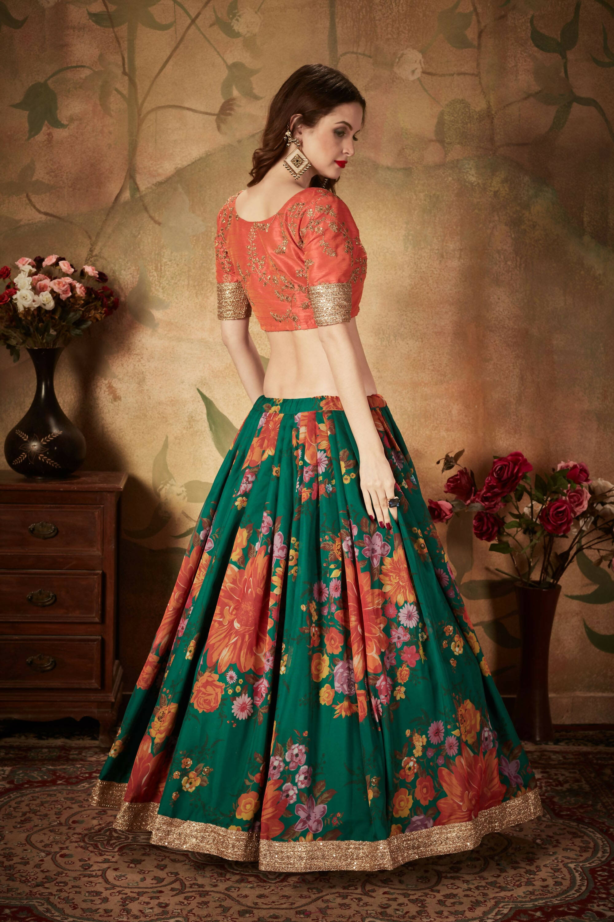 Orange Lehenga And Blouse Set With Dupatta – Estie Couture