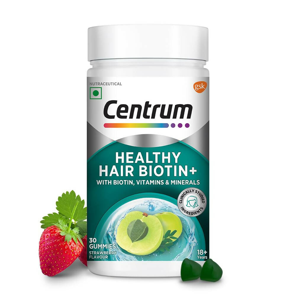 Centrum Healthy Hair Biotin+ Gummies - Strawberry Flavor - Distacart