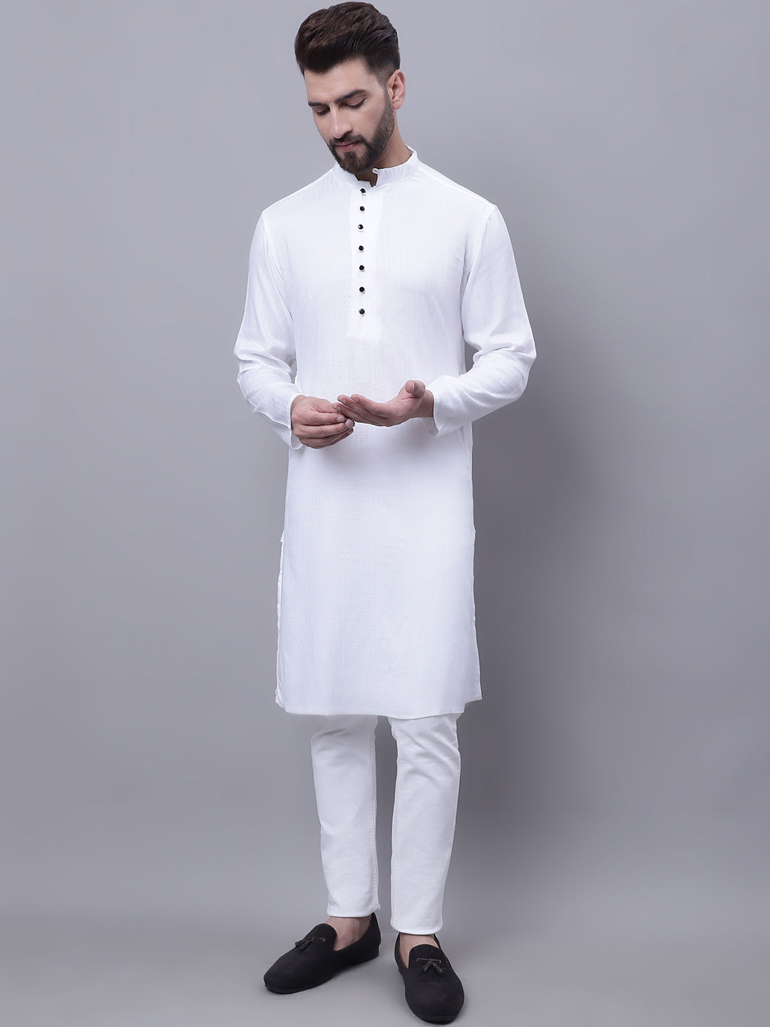 Even Apparels White Pure Cotton Kurta With Band Collar - Distacart