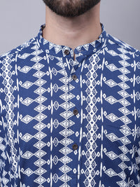 Thumbnail for Even Apparels Blue Pure Cotton Kurta With Band Collar - Distacart