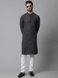 Thumbnail for Even Apparels Black Pure Cotton Kurta With Band Collar - Distacart