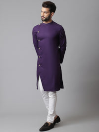 Thumbnail for Even Apparels Purple Sherwani Kurta With Asymetrical Cut - Distacart