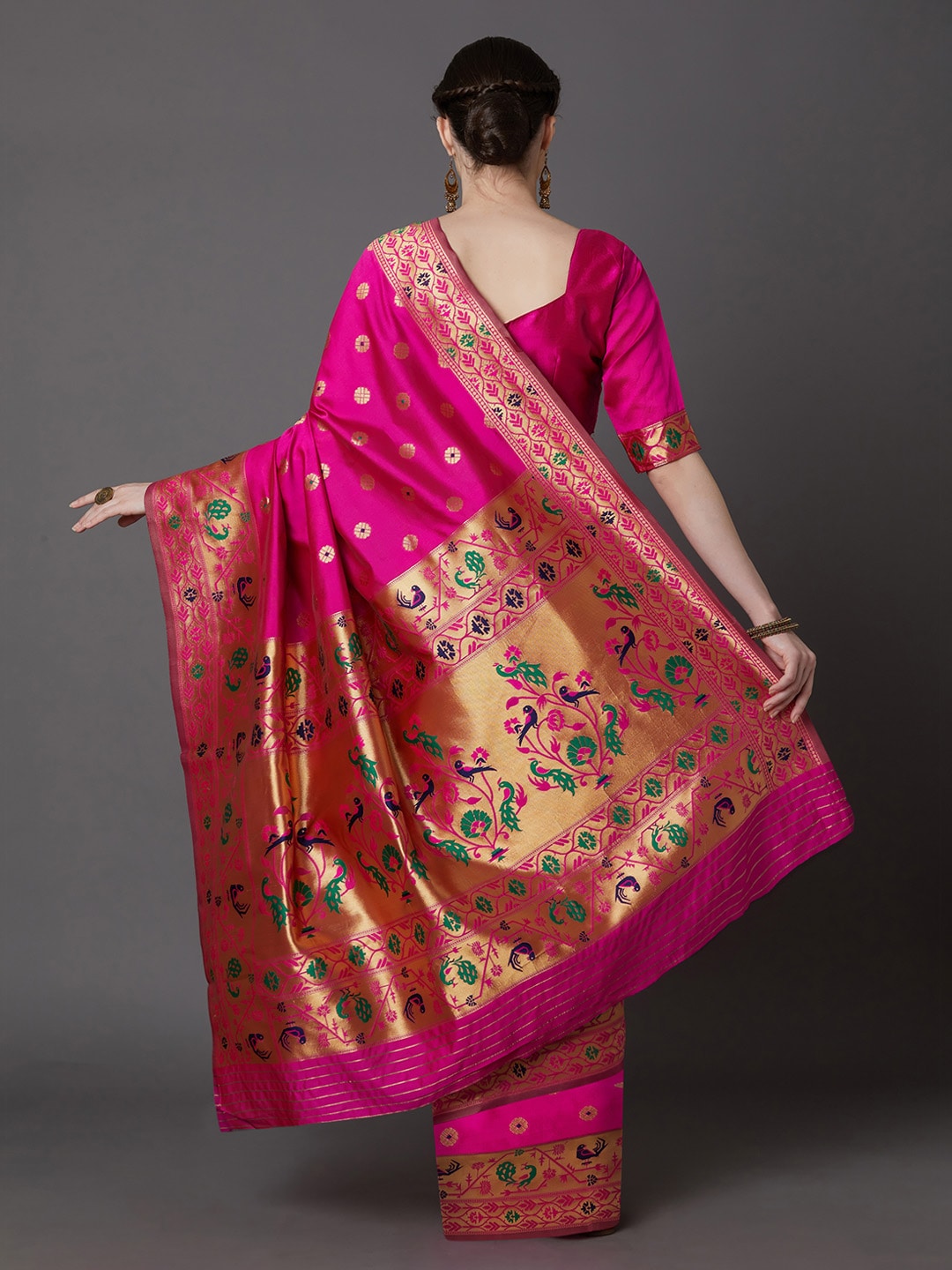 Mitera Pink Silk Blend Woven Design Banarasi Saree - Distacart