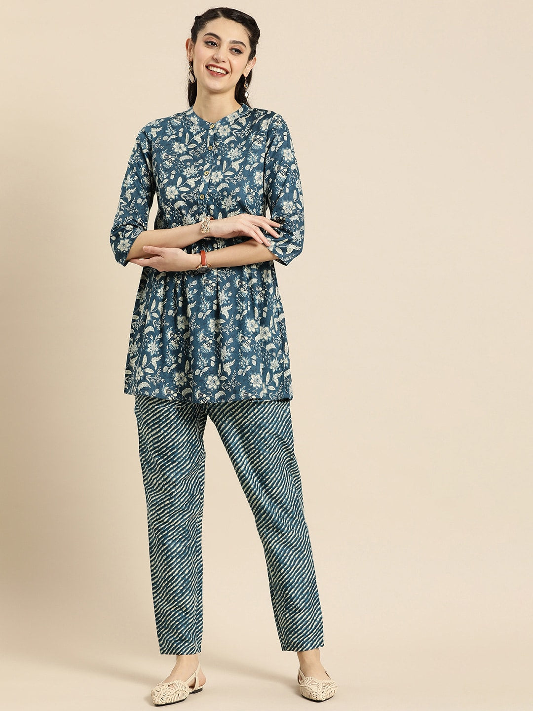 Buy Anouk Women Grey & Green Printed Kurta With Trousers - Kurta Sets for  Women 2472761 | Myntra