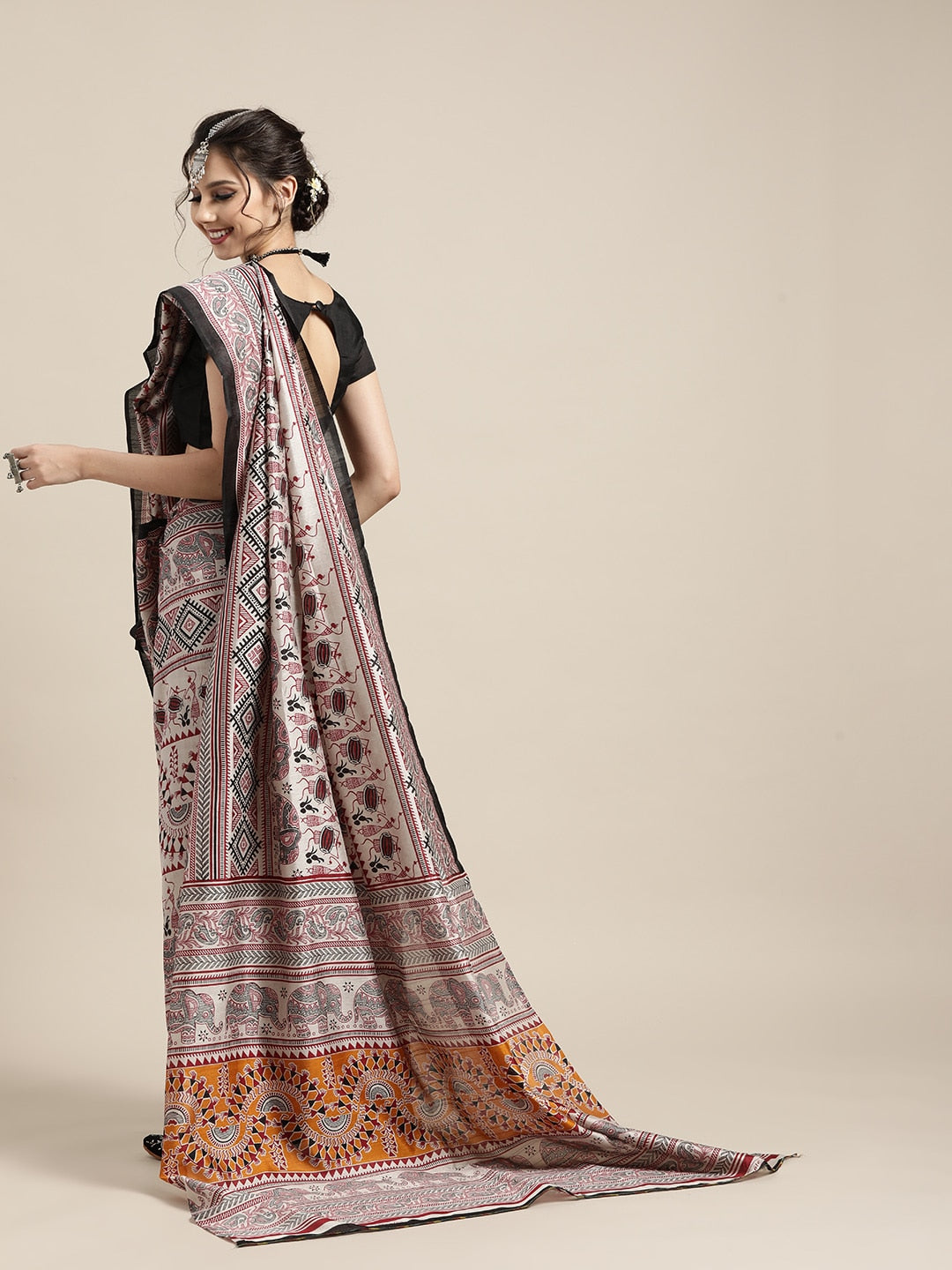 Saree Mall Warli Saree with Sleek border - Distacart