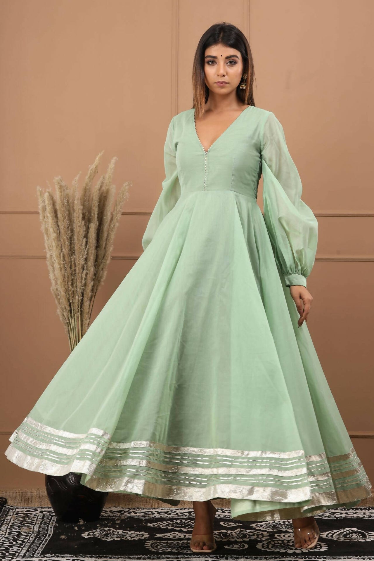 Buy Women s Olive Gota Gown Dress Isya Online at Best Price Distacart