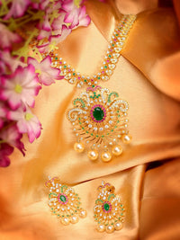 Thumbnail for Saraf RS Jewellery Women Gold-Toned & Multi-Coloured CZ-Studded Handcrafted Jewellery Set - Distacart