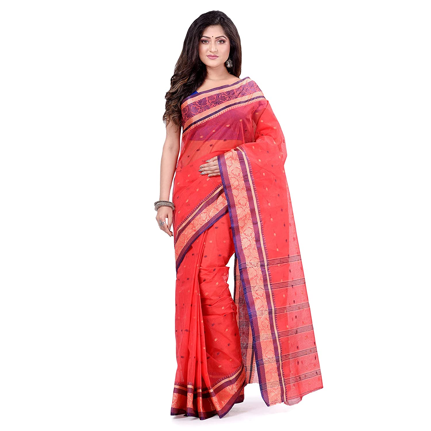 Buy SLAGHA Women's Woven Traditional Bengal Tant Cotton Blend Saree With  Blouse Online at Best Prices in India - JioMart.