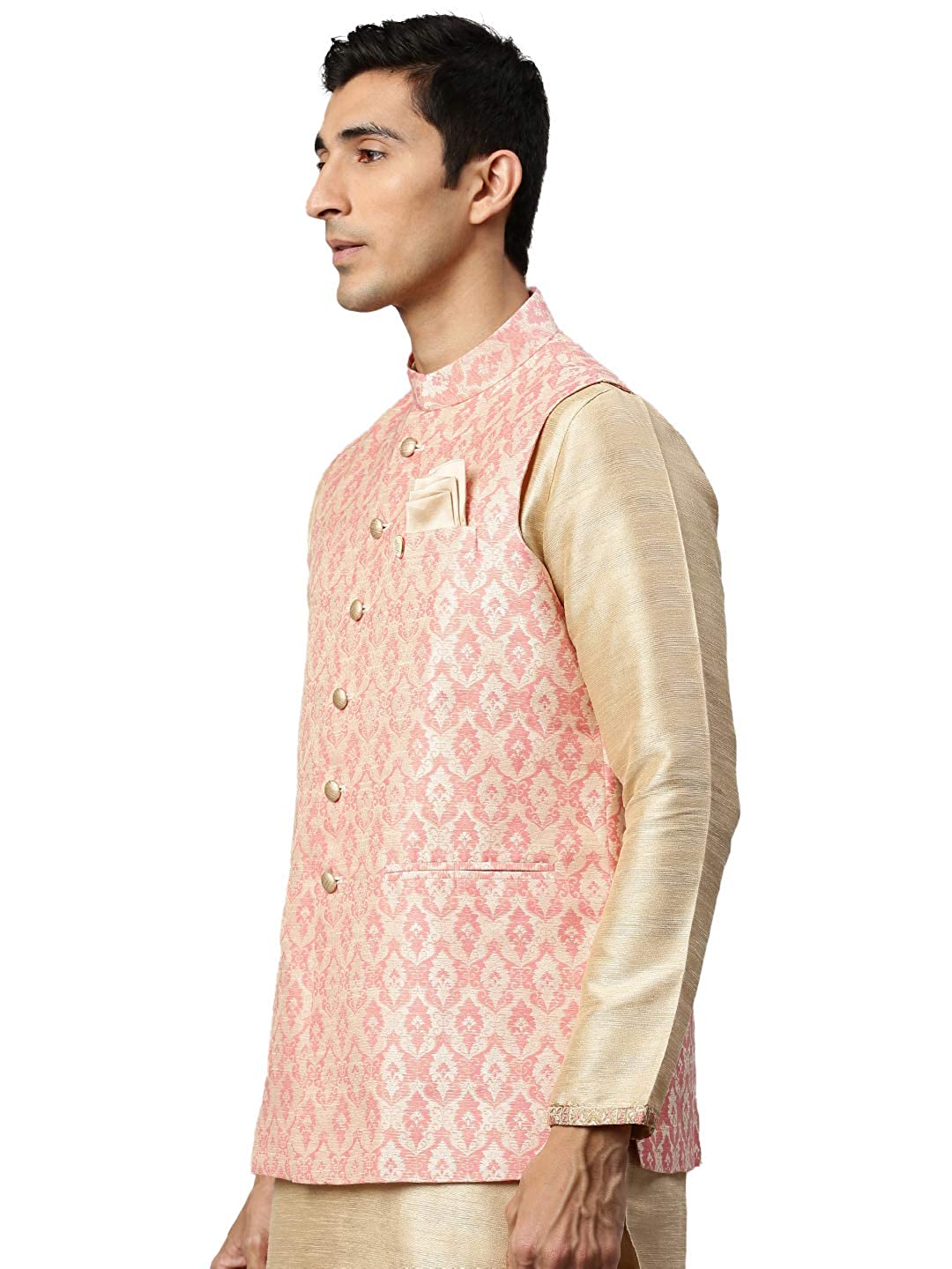 Buy Navy Blue Diamond Patterned Jacket Set Online in India @Manyavar -  Kurta Jacket Set for Men