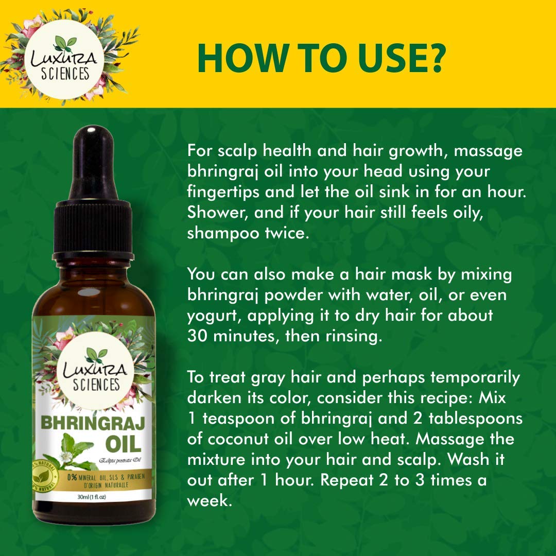 Luxura Sciences Organic Bhringraj Oil Pure and Natural Premium Therapeutic Grade Oil - Distacart