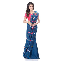 Thumbnail for Desh Bidesh Women's Bengali Khesh Pure Cotton Handloom Saree Diamond Designed With Blouse Piece - Distacart