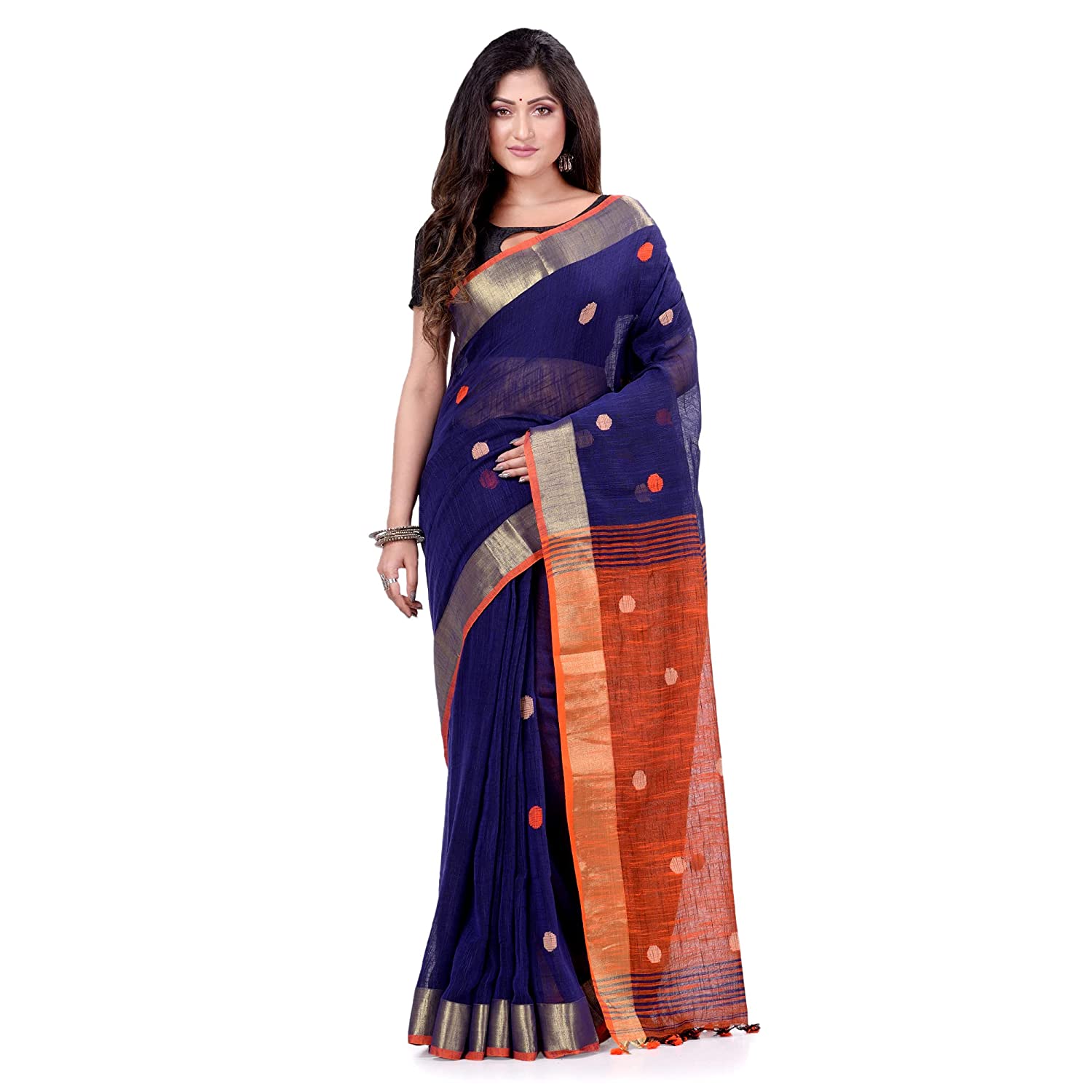 Women's Pure Cotton Traditional Bengali Tant Handloom Cotton Saree