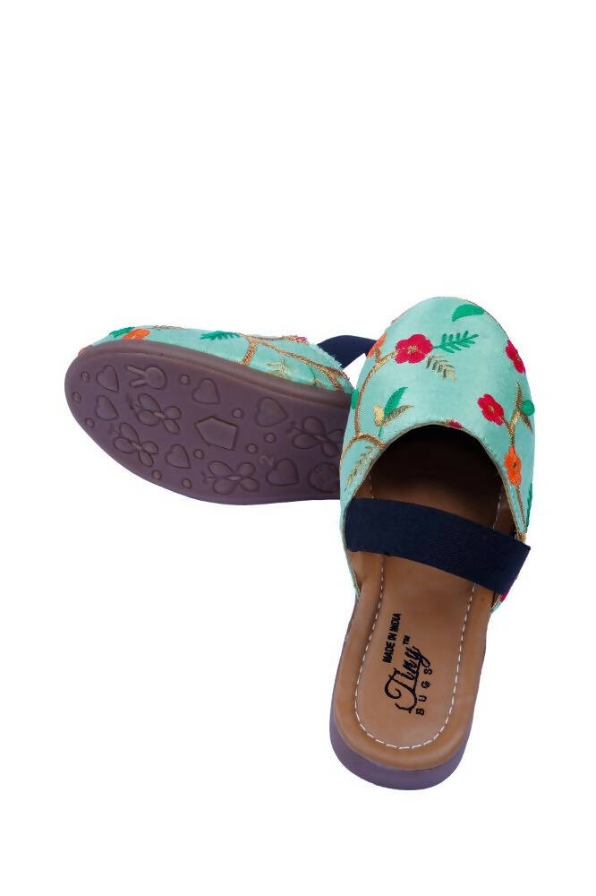 Tiny Bugs Girls Embroidered Strap Ethnic Jutis-Green - Distacart