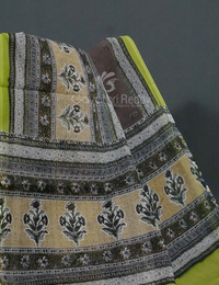 Thumbnail for Shades of Grey With Block Print Munga Cotton Saree By Gayathri Reddy Designer Studio - Distacart