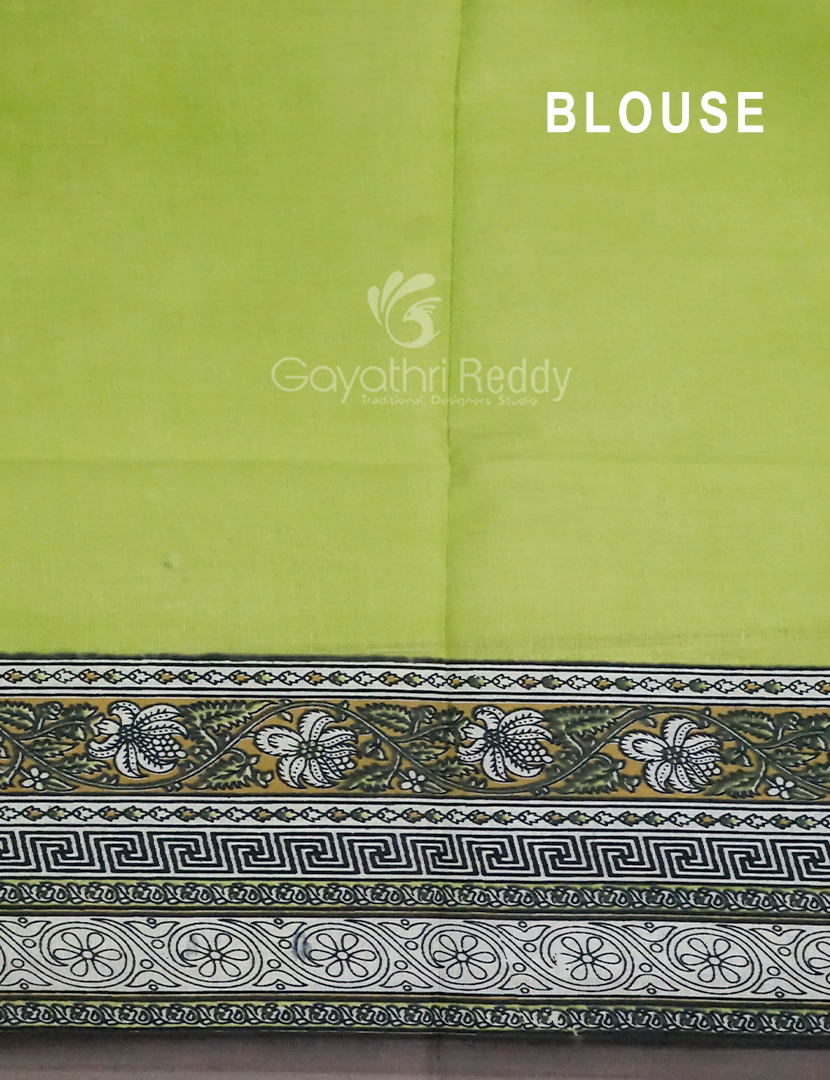 Shades of Grey With Block Print Munga Cotton Saree By Gayathri Reddy Designer Studio - Distacart