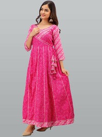 Thumbnail for Kalini Women Pink & ruby Ethnic Motifs Printed Flared Sleeves Floral Anarkali Kurta - Distacart