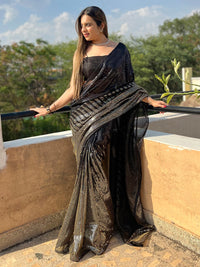 Thumbnail for Anouk Black Embellished Sequinned Pure Georgette Saree - Distacart