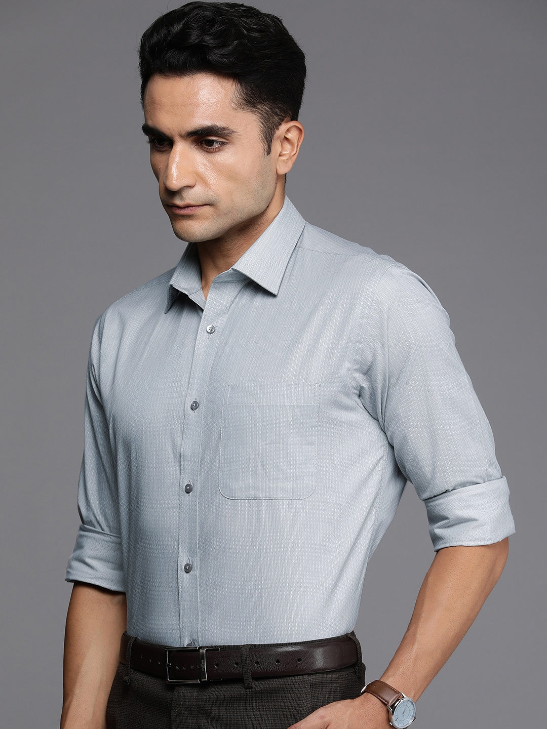 Buy Raymond Pure Cotton Textured Slim Fit Opaque Formal Shirt Online at  Best Price