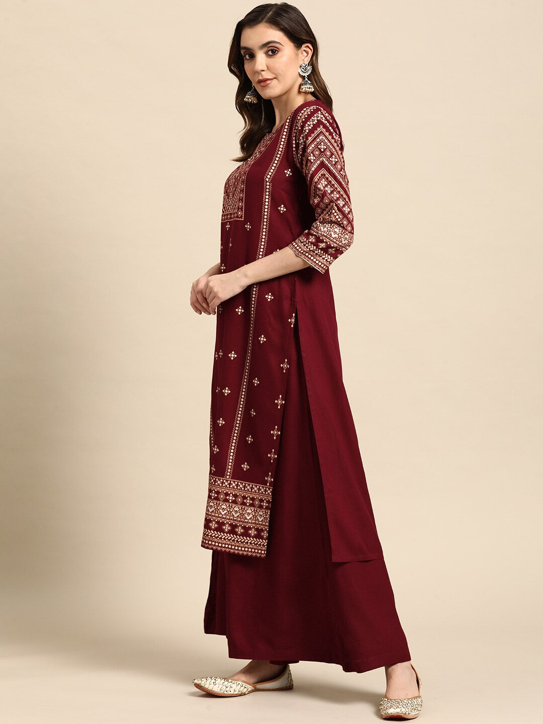 All About You Women Ethnic Motifs Printed Kurta with Palazzos & Dupatta - Distacart