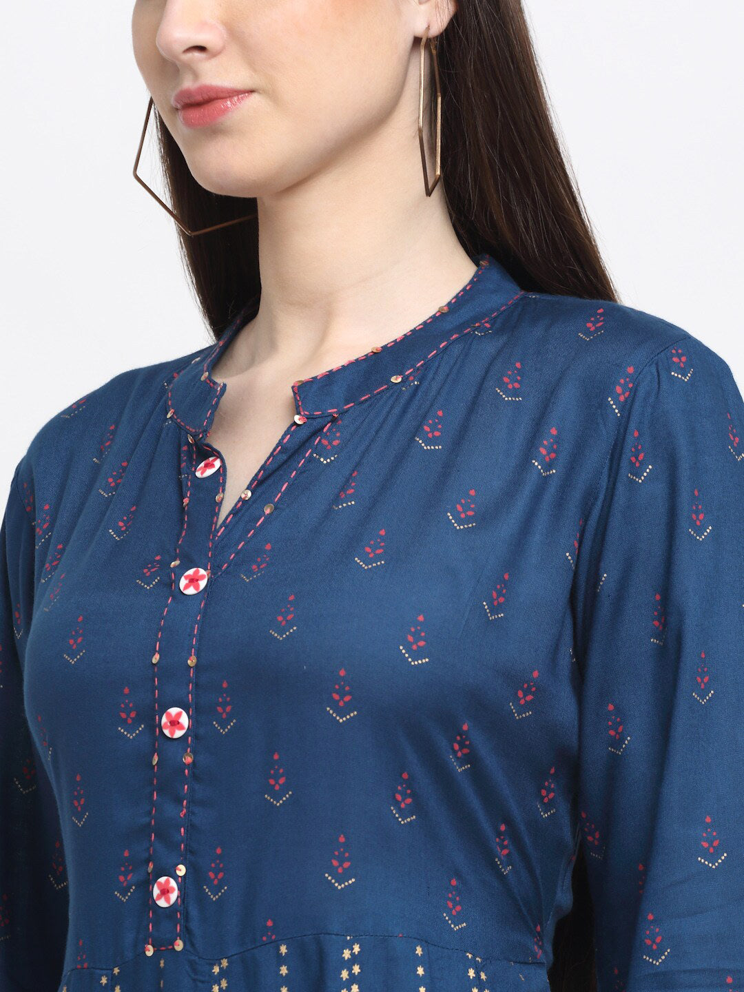 Kalini Women Blue Ethnic Motifs Printed Beautiful Anarkali Kurta - Distacart