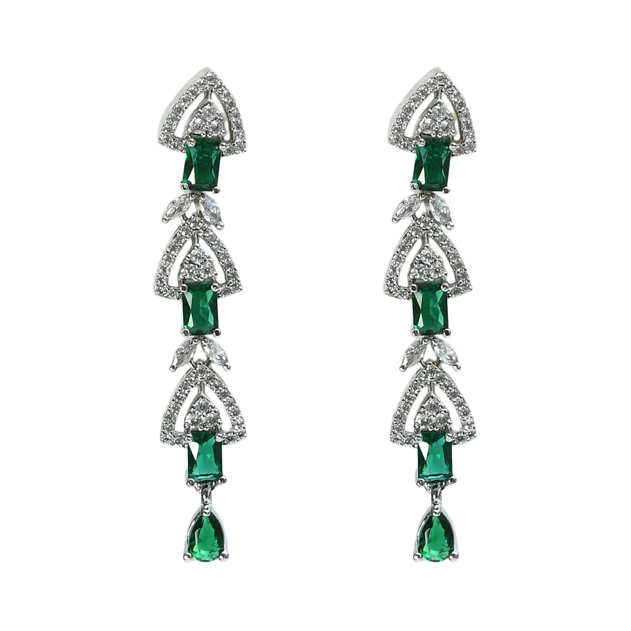 Mominos Fashion Johar Kamal Silver-Plated American Diamond Green Choker Set - Distacart