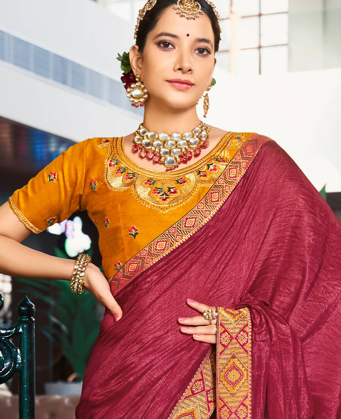 Indian Designer Saree and Yellow and Maroon Colour Saree Beautiful Weaving  Silk Saree Weeding Wear and Partywear Saree Bridal Saree - Etsy