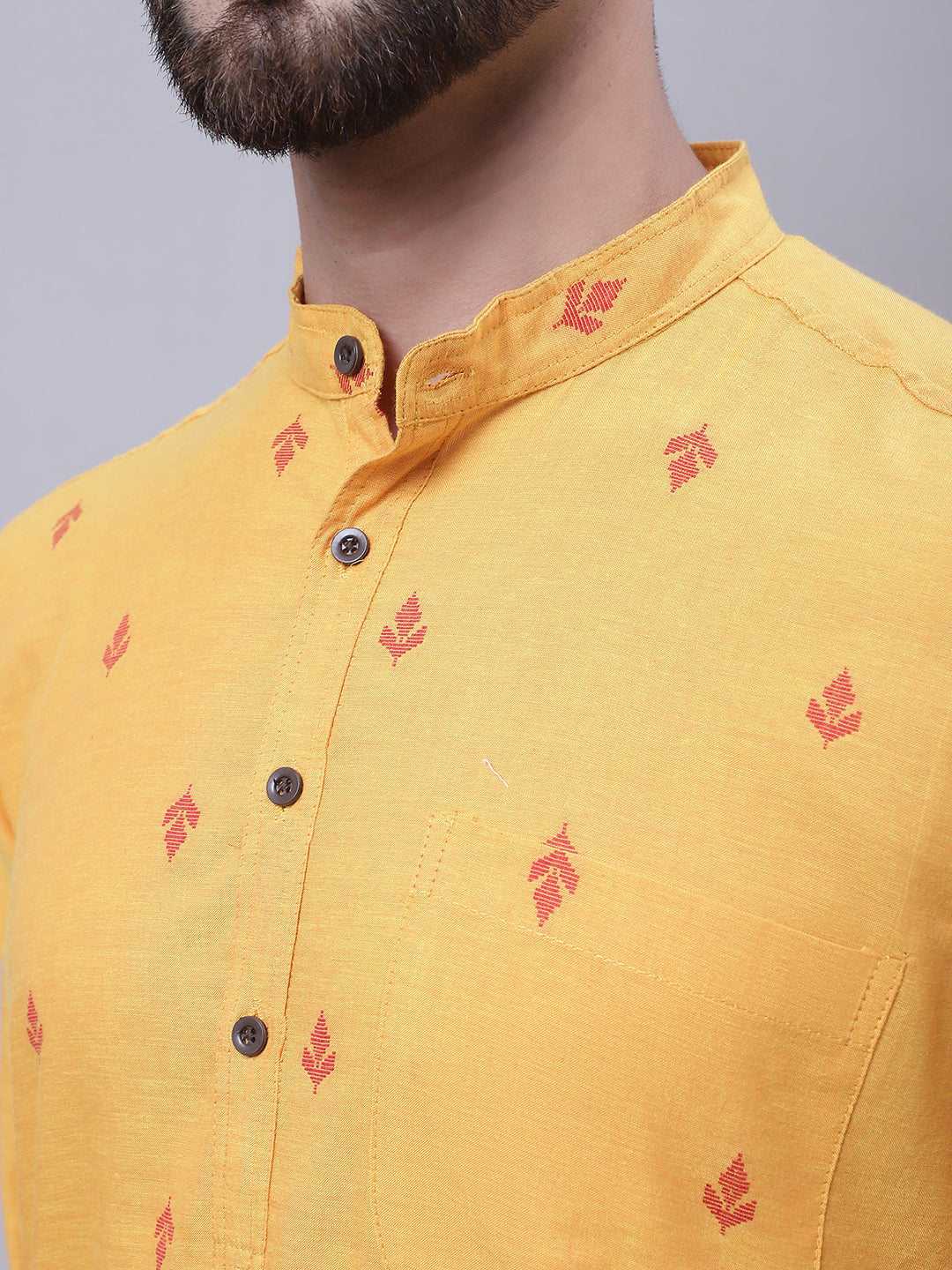 Even Apparels Yellow Pure Cotton Kurta With Band Collar - Distacart