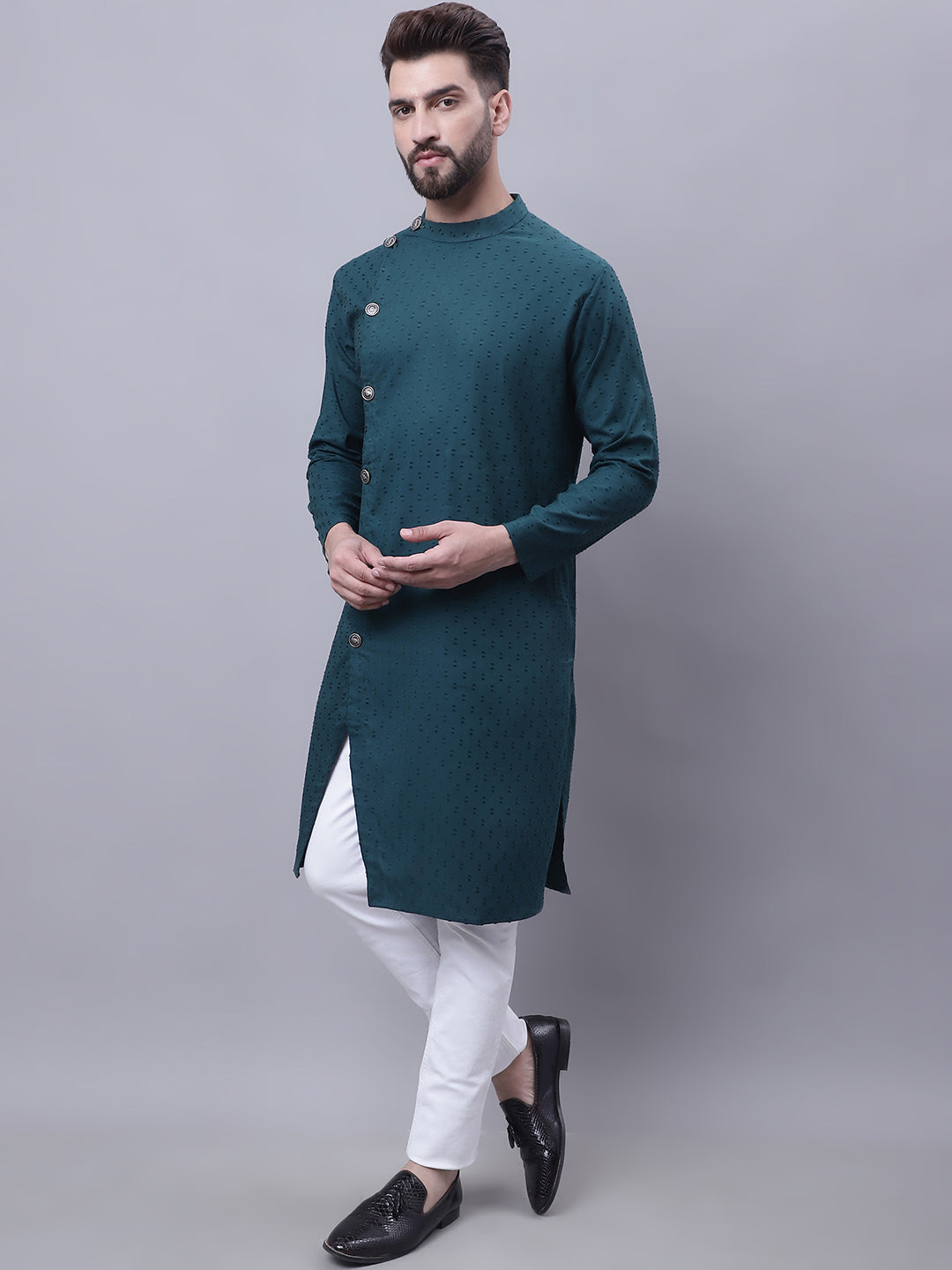 Even Apparels Green Sherwani Kurta With Asymetrical Cut - Distacart