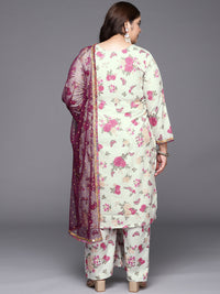 Thumbnail for Ahalyaa Plus Size Floral Printed Zari Kurta with Palazzos & With Dupatta - Distacart