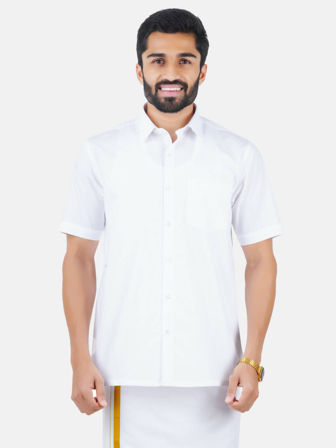 Ramraj Cotton Mens Half Sleeve Formal 100 % Cotton White Shirt - Distacart