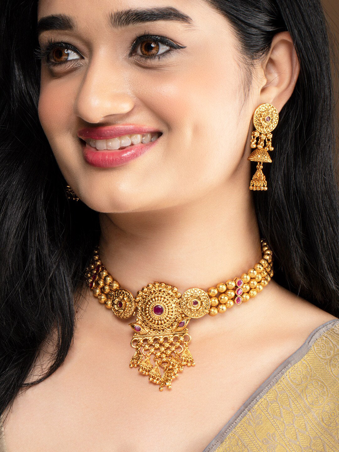 Buy Choker Necklace Online  Artificial Jewellery Set Online - Rubans