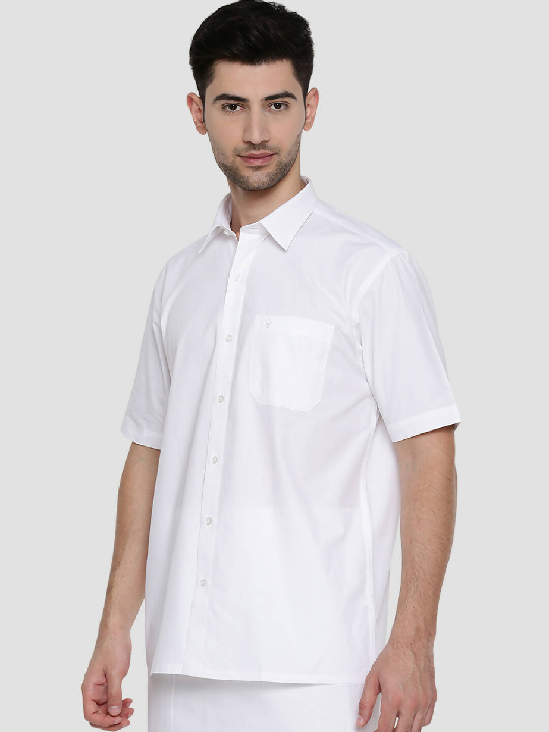 Ramraj Cotton Mens Half Sleeve Formal Poly Cotton White Shirt - Distacart