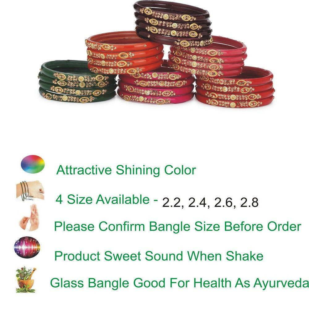 Afast Bridal Wedding & Party Fashionable Colorful Glass Bangle/Kada Set, Pack Of 24 - Multicolor - Distacart