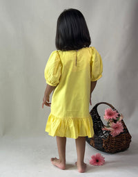 Thumbnail for ArthLife Yellow Flower Patch Casual Dress - Distacart