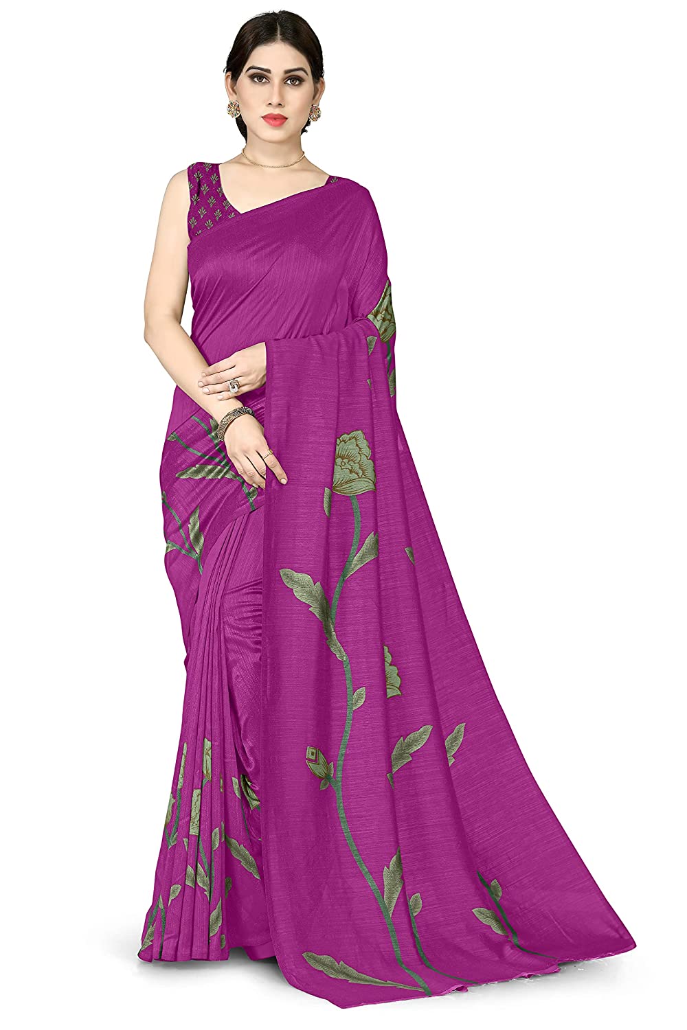 MIRCHI FASHION Women's Plain Weave Kota Doria Checks Woven Floral Printed  Saree with Blouse Piece (37624-Baby Pink, Wine) : Amazon.in: Fashion