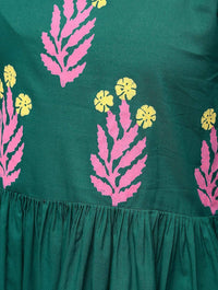 Thumbnail for Cheera Pintuck A-Line Block Print Kurta With Border Design Straight Plazo Pant