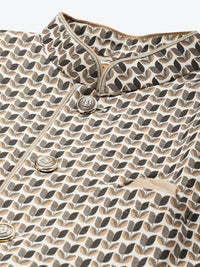 Thumbnail for KISAH Men Cream & Silver-Coloured Printed Sherwani Set - Distacart