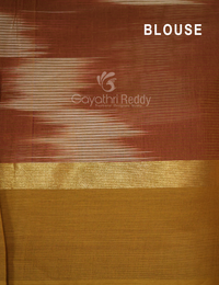 Thumbnail for Dual Shades of Maroon And Chikoo Mangalagiri Ikkat Cotton Saree By Gayathri Reddy Designer Studio - Distacart