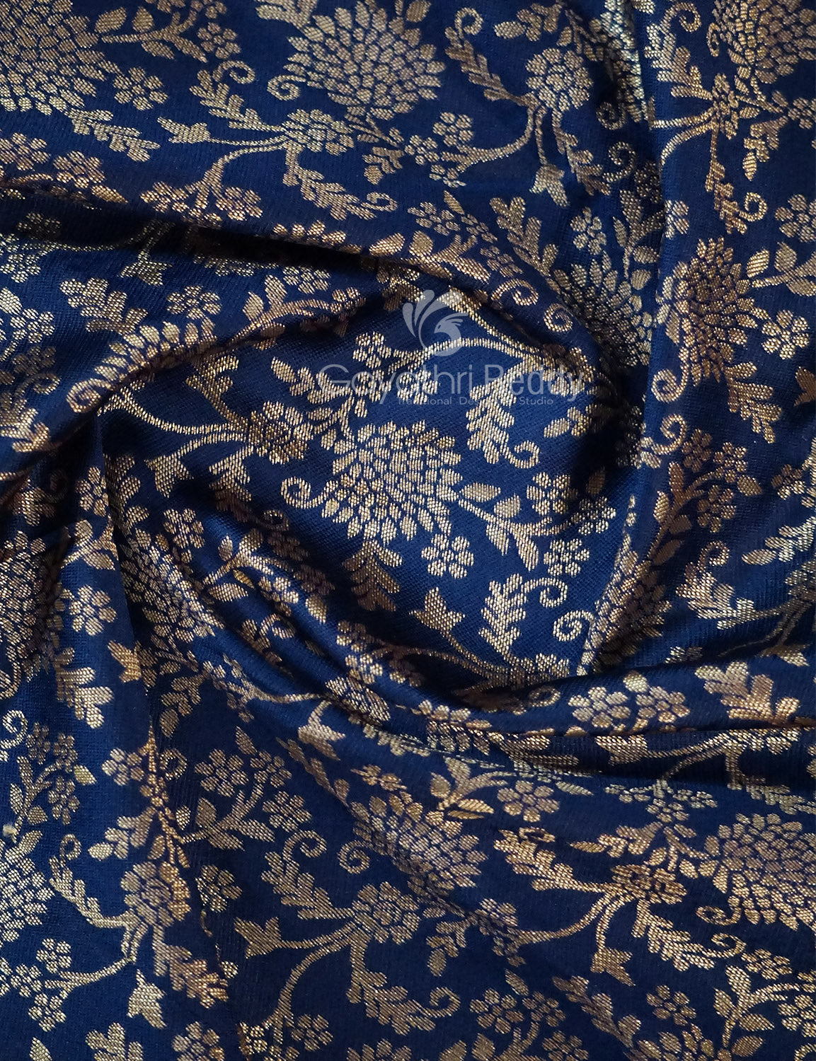 Shades of Navy Blue Floral Designbanaras Semi Silk Saree By Gayathri Reddy Designer Studio - Distacart