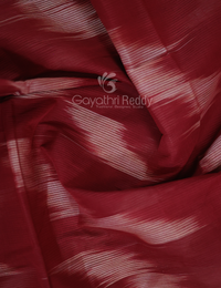 Thumbnail for Dual Shades of Maroon And Chikoo Mangalagiri Ikkat Cotton Saree By Gayathri Reddy Designer Studio - Distacart