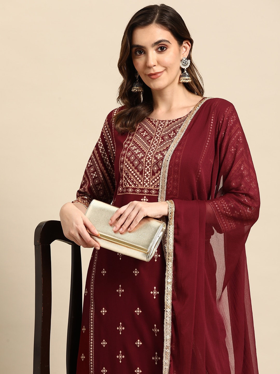 All About You Women Ethnic Motifs Printed Kurta with Palazzos & Dupatta - Distacart